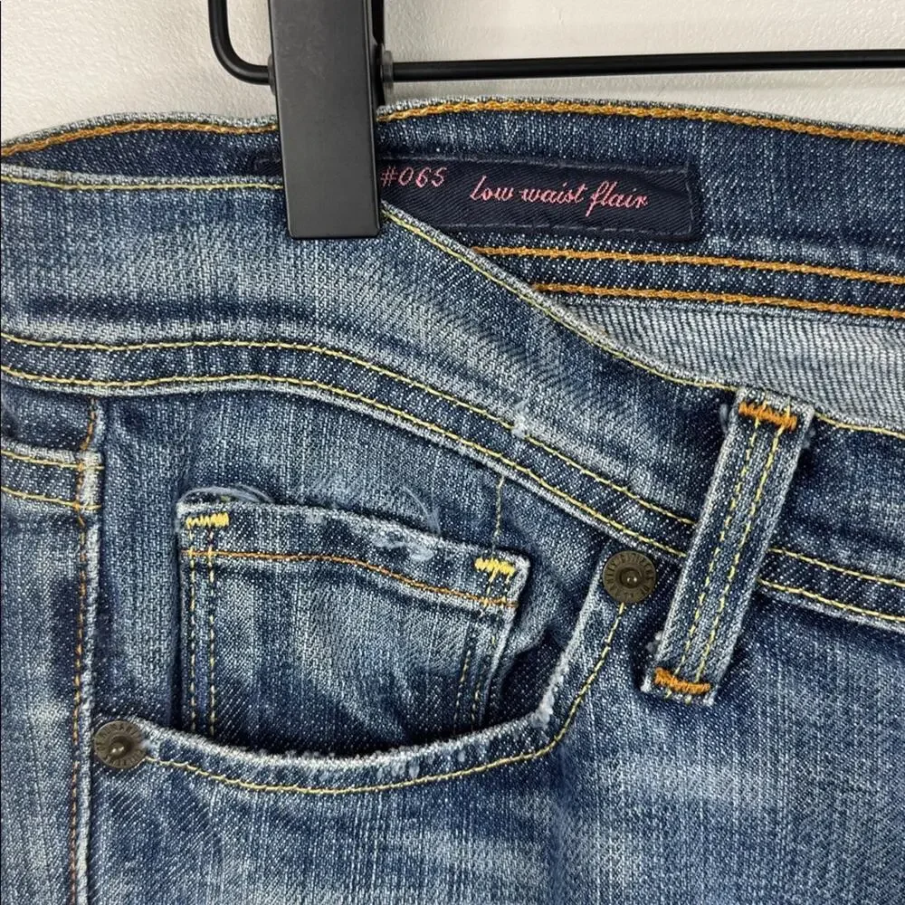 Citizens of Humanity Naomi Low Rise Flare Jeans 27 Blue Distressed Y2K Stretch